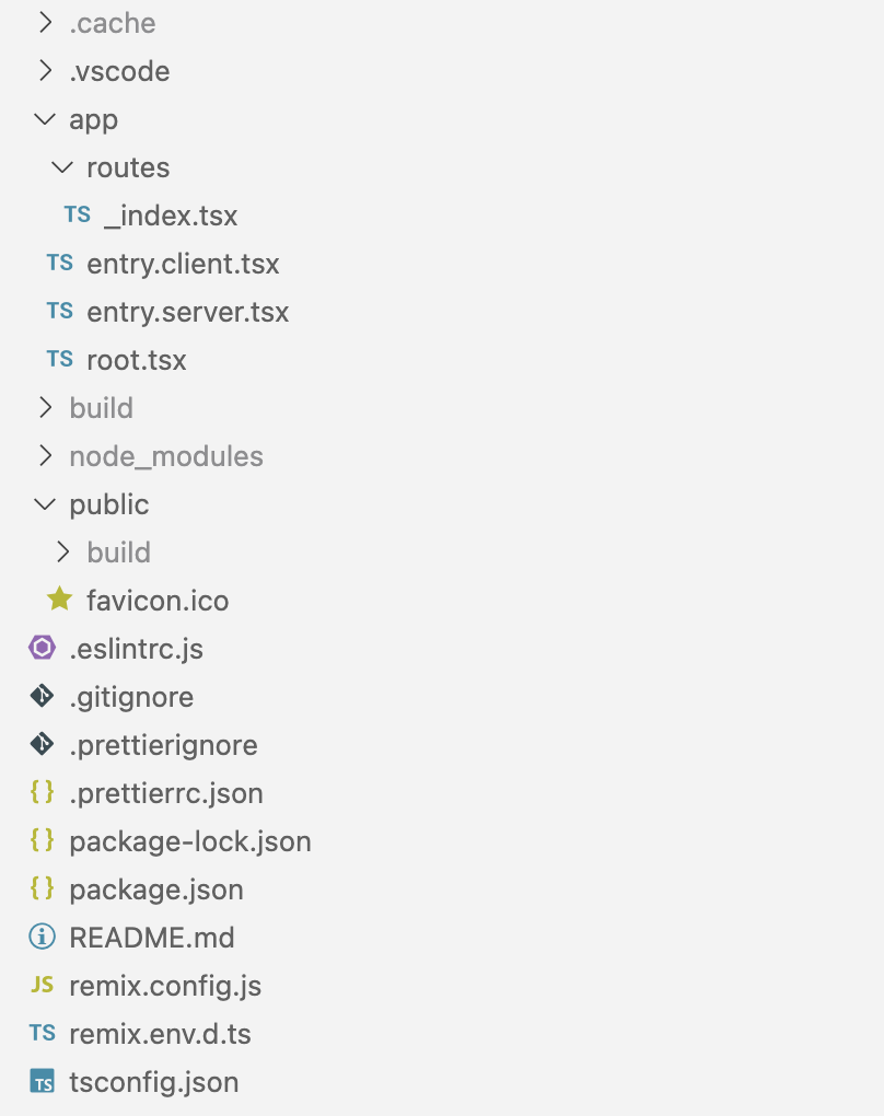 Initial files of Remix app folder